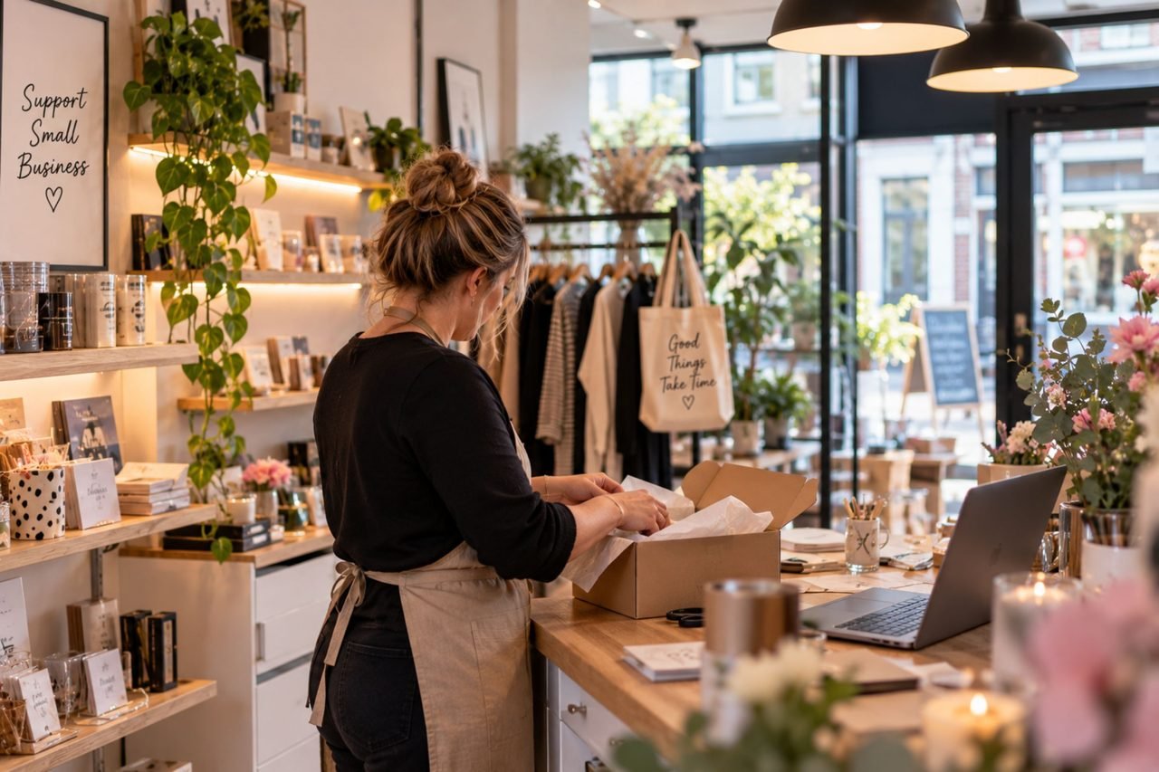 Ondernemer aan het werk in de eigen zaak
