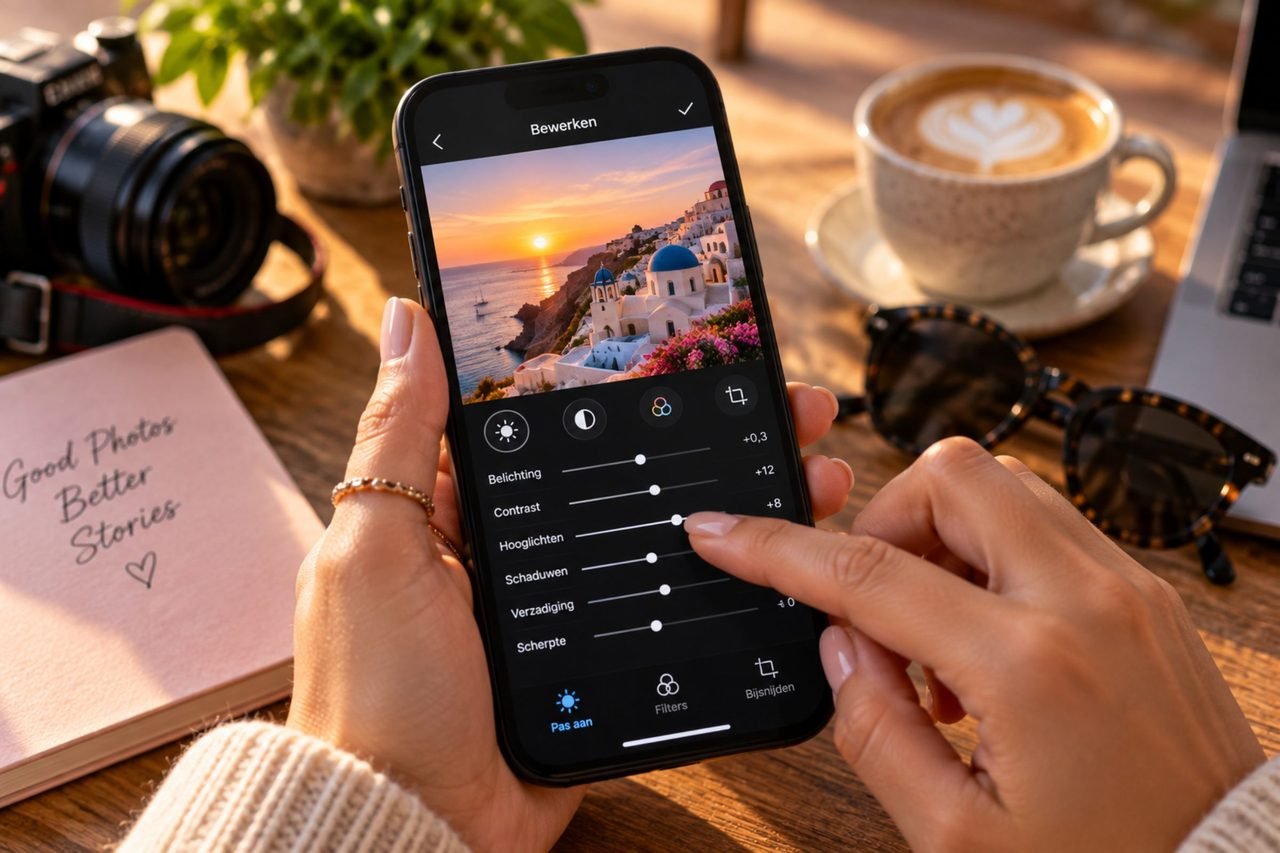 Foto bewerken op de telefoon voor een Instagram bericht