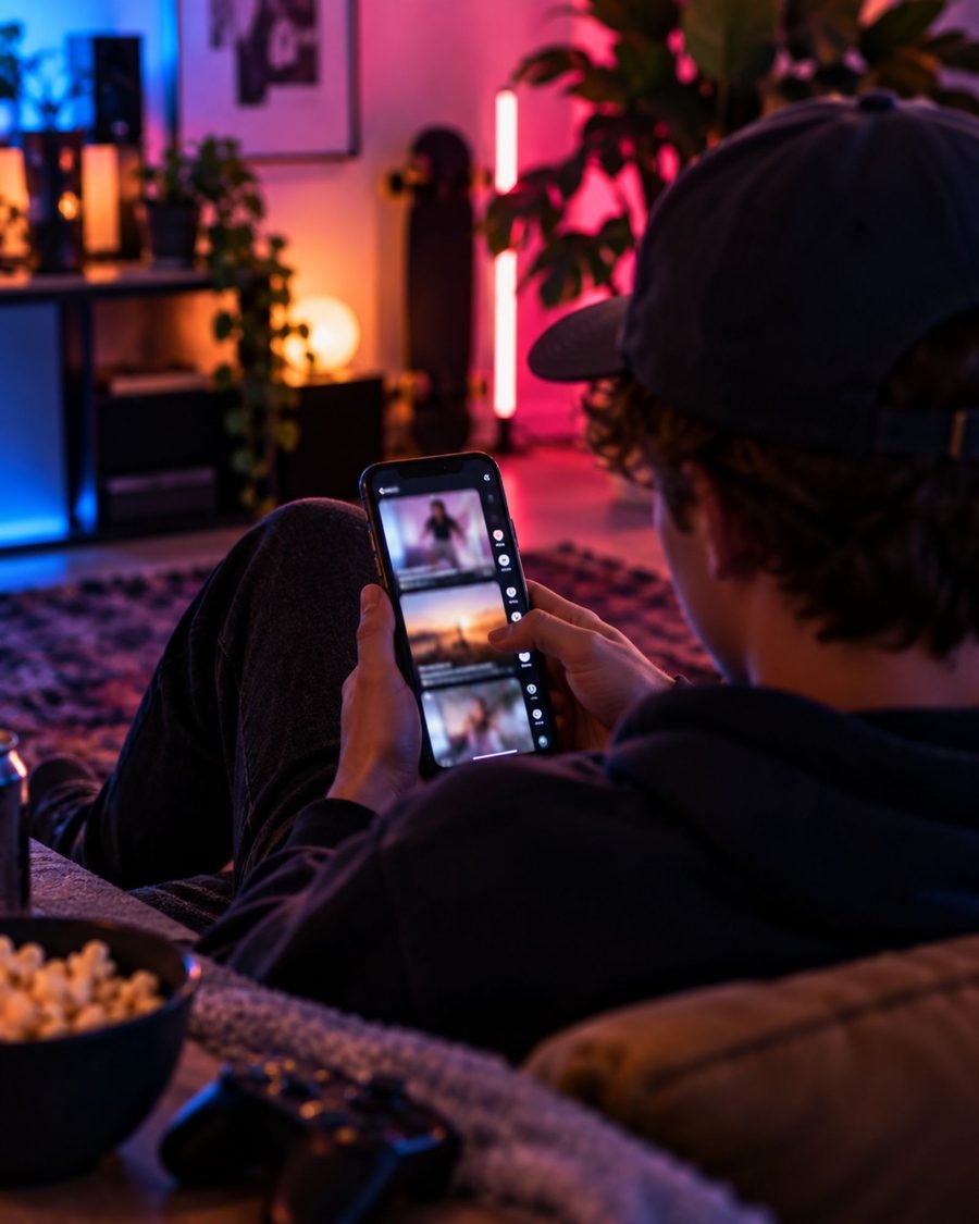Door TikTok scrollen op de telefoon
